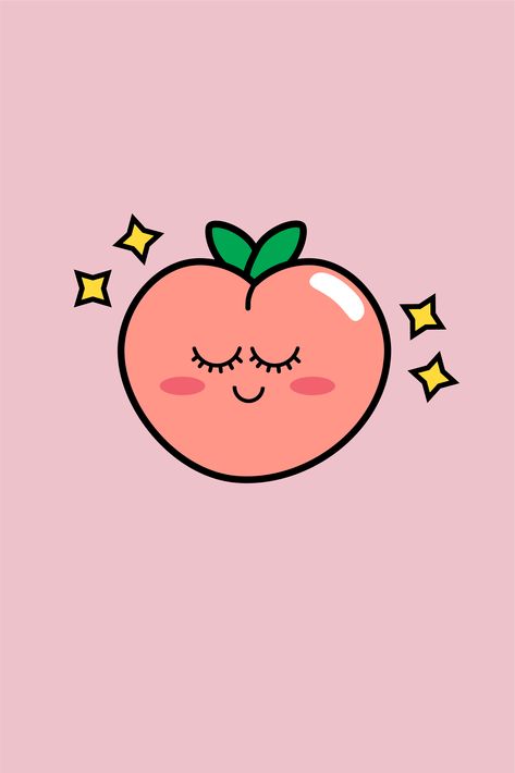 A pink sparkly peach just chilling. Do not disturb her #illustration #redbubble #peach #justpeachy #aesthetic #sticker #kawaii Peach Character, Peach Emoji, Kawaii Peach, Peach Sticker, Peach Drawing, Peach Illustration, Peach Graphic, Peach Art, Cat Store