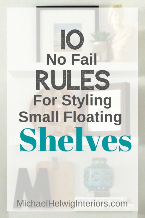 There’s a fine line between styling a small floating shelf and overloading it. The openness doesn’t provide much space to hide stuff. these rules will give you solid parameters to stick to, so you won’t end up with a look that’s too heavy or crowded. Styling A Narrow Shelf, Styling A Floating Shelf, Living Room Wall Decor Floating Shelves, Small Shelf Styling Living Room, How To Space Floating Shelves On Wall, Style A Floating Shelf, Staggered Floating Shelves Kitchen, How To Place Floating Shelves On Wall, Entryway Floating Shelf Decor