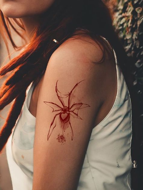 Halloween Tattoo Sticker Kits,4 sheets Spider Pattern Temporary Tattoos For Women,Tattoo Stickers Adults,Realistic Spider,For Women and Girls#tattoo #tattookit #tattooequipment Women Spider Tattoo, Red Spider Tattoo, Tattoo Rojo, Spider Tattoos, Blood Tattoo, Red Tattoo Ideas, Tattoo Red, Muster Tattoos, Spider Tattoo