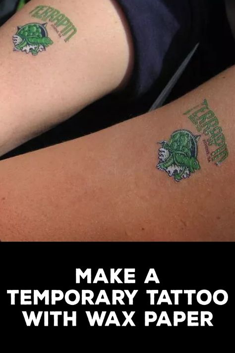 How to Make a Temporary Tattoo With Wax Paper Diy Transfer Paper Tattoo, How To Make A Temporary Tattoo, How To Make Temporary Tattoos With Cricut, Diy Temporary Tattoo Without Laser Printer, Diy Temporary Tattoo Without Printer, Diy Temporary Tattoo With Sharpie, Diy Fake Tattoo, Diy Temporary Tattoo, Make Fake Tattoos