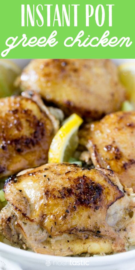 Instant Pot Greek Chicken Recipe. www.noshtastic.com Easy Paleo Chicken Dinner, Instant Pot Greek Chicken, Greek Chicken Recipe, Low Carb Dinner Chicken, Gluten Free Instant Pot, Greek Recipes Authentic, Mediterranean Flavors, Greek Chicken Recipes, Pot Recipes Healthy