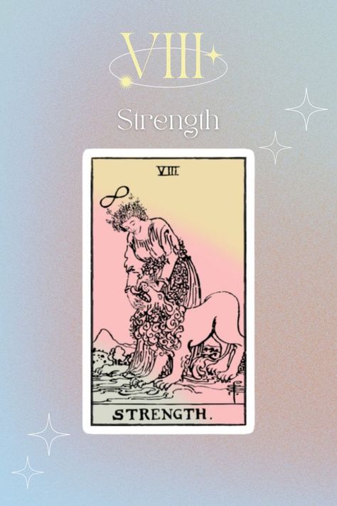 Strength tarot card represents inner strength, self awareness and self love💗 It often predicts the triumphant conclusion to a major life problem, situation or temptation through strength of character in the upright position💪🏼 Perfect gift for those who are into occultism🔮! Strength Tarot Card, Tarot Cards Major Arcana, Strength Tarot, Tarot Cards Art, Fortune Telling, Major Arcana, Inner Strength, Self Awareness, Tarot Card