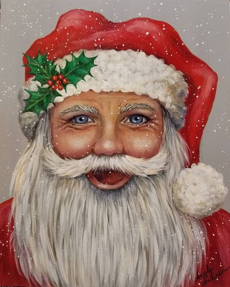 Santa Claus Portrait Acrylic Painting Tutorial for Patrons by Angela Anderson #Christmas #santa #acrylicpainting Paint Santa, Santa Claus Portrait, Portrait Step By Step, Angela Anderson, Step By Step Acrylic Painting, Art Supplies Gift, Santa Paintings, Painting Videos Tutorials, Christmas Drawings