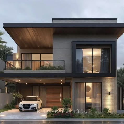 Small Modern Industrial House Design, House Design Two Storey Home, Minimalist House Design Exterior Modern, Two Storey House Exterior, Small 2 Storey House Design Modern, 2 Storey House Elevation, Modern 2 Storey House Design, 2 Storey House Exterior, Modern House 2 Storey