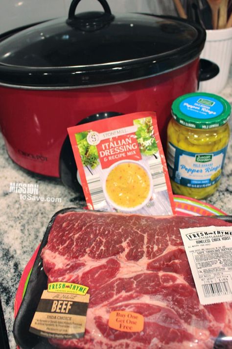 Busy Weeknight Meals, Italian Beef Crockpot, Italian Beef Sandwich, Recipes With Banana Peppers, Slow Cooker Italian, Beef Sandwich Recipes, Slow Cooker Italian Beef, Italian Beef Sandwiches, Au Jus Gravy