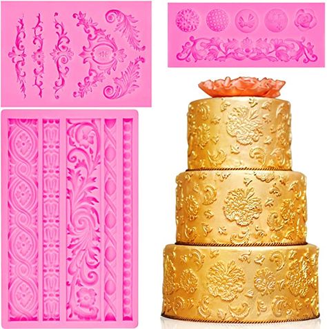 Cake Candy Decoration, Fondant Lace, Elegant Cake Design, Chocolate Lace, Black Dessert, Cake Frame, Cake Borders, Piping Techniques, Craft Clay