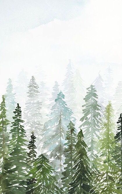 Christmas Illustrations, Winter Wallpaper, Watercolor Art Lessons, Into The Woods, Christmas Illustration, Pine Trees, Cute Wallpaper Backgrounds, Profile Pic, Christmas Watercolor