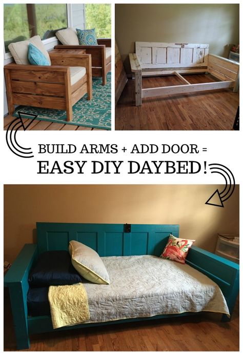 Door Daybed! Queen Daybed, Diy Daybed, Modern Outdoor Chairs, Woodworking Bed, Bed Plans, Day Bed, Diy Sofa, Up House, Diy Bed