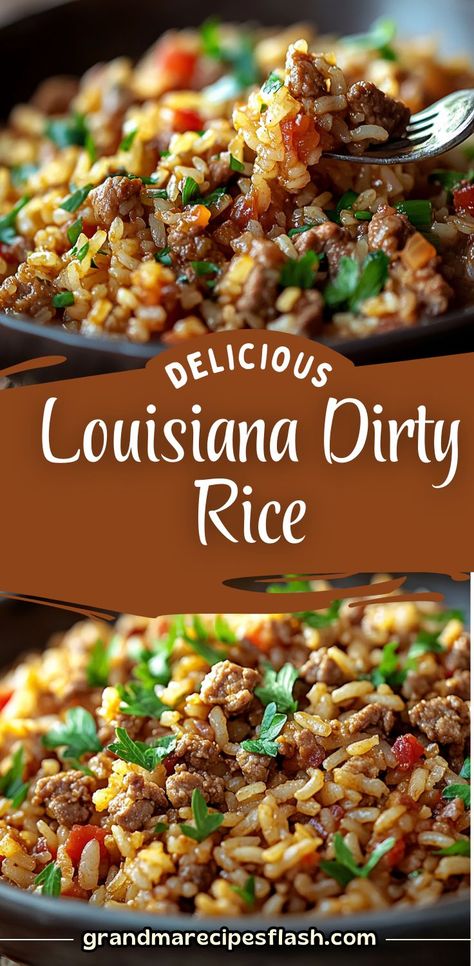 This flavorful Louisiana Dirty Rice is packed with savory ground turkey, chicken livers (optional), and a blend of Cajun seasonings. It's a hearty, spicy dish that's perfect as a main or side. Enjoy the bold flavors of the South with this one-pot dish! Best Dirty Rice Recipe, Louisiana Dirty Rice, Cajun Dirty Rice Recipe, Dirty Rice Recipe Easy, Cajun Rice Recipe, One Pot Rice Meals, Cajun Dirty Rice, Dirty Rice Recipe, Rice Side Dish Recipes