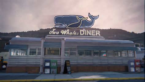 Two Whales Diner from Life is Strange File Gif, Old Diner, Strange Aesthetic, Dontnod Entertainment, Arcadia Bay, Life Is Strange 3, Story Games, Life Is Strange, Weird Art