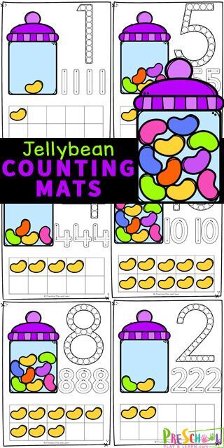 Jelly Bean Counting, Jelly Bean Activities, Easter Math Activities, Preschool Counting Worksheets, Math Activities For Toddlers, Math Counting Activities, Easter Activities For Preschool, Spring Preschool Activities, Counting Mats