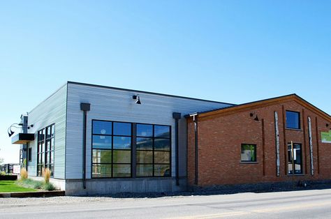 Brick steel Warehouse Home Exterior, Bridger Steel, Corrugated Metal Wall, Corrugated Metal Siding, Church Building Design, Brick Siding, Metal Wall Panel, Barn Siding, Warehouse Design