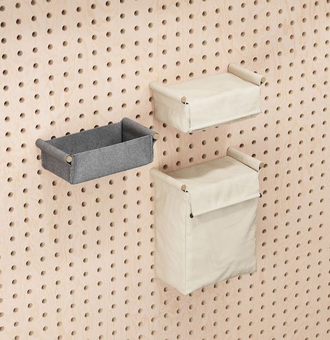 Peggie pegboard accessories Pegboard Shelving, Peg Board Accessories, Forest Room, Pegboard Accessories, Shop Fittings, Sign Holder, Partition Wall, Modular Furniture, Fabric Baskets