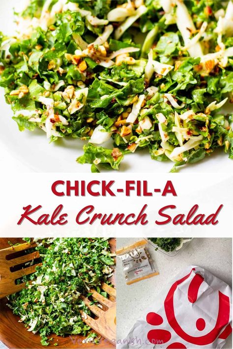 Chick Fil A Kale Salad Recipe, Kale Crunch Salad, Kale Salad Dressing, Curly Kale, Crunch Salad, Dijon Dressing, Kale Salad Recipes, Healthy Side Dish, Kale Recipes