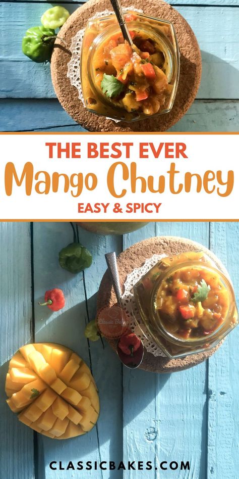 Spicy Mango Chutney Recipe, Sweet Mango Chutney, Mango Chutney Recipe, Indian Chutney Recipes, Indian Chutney, Indian Side Dishes, Mango Pickle, Mango Chutney, Recipe Indian