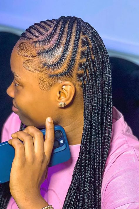 Kids Cornrows Knotless And Cornrows, Cornrows And Knotless Braids, Half And Half Braids, Queens Hairstyles, Half Braids, Kids Cornrows, Cornrows Natural, Alicia Keys Braids, Fav Hairstyles