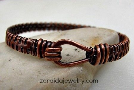 Mens Copper Bracelet Tutorial, Copper Jewellery, Bijoux Fil Aluminium, Wire Bracelets, Wire Wrapped Bracelet, Diy Wire Jewelry, Bracelet Men, Wire Work Jewelry, Work Jewelry