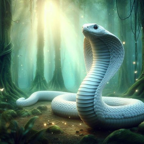 White Snake Fantasy Art, Dangerous Snakes, Female Samurai Art, Baby Cobra, Snake Goddess, Cobra Tattoo, Snake Drawing, Snake Wallpaper, Mythical Creatures Fantasy