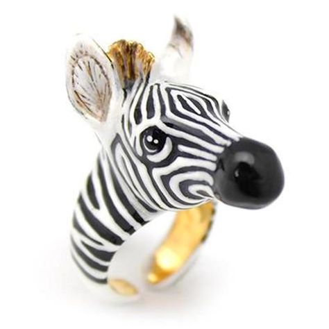 Enamel Zebra Ring; animal ring  This beautiful Panda bear ring is entirely enamelled and handmade. At once delicate and powerful, it will give the final touch to all your outfits.  Wear it as soon as you want to attract attention...  The enamel makes it very very resistant. It is 14k gold plated.    Click through to  discover it!     #statementring #goldring #unusualring #goldjewelry  #statementjewelry #mylittlevendome Unusual Vintage Jewelry, Giraffe Ring, Vintage Gold Engagement Rings, Animal Ring, Charm Ring, Unusual Rings, Daughter Jewelry, Cameo Jewelry, Animal Rings