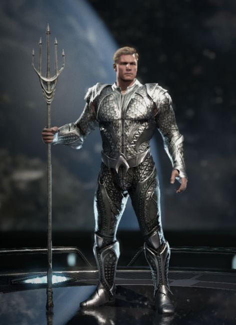 This is another variation of the Injustice 2 : Aquaman  suit Aquaman Armor, Batman Azrael, Aquaman Injustice, Injustice 2 Characters, Aquaman Dc Comics, Dc Aquaman, Doctor Fate, Bionicle Heroes, Ocean Master