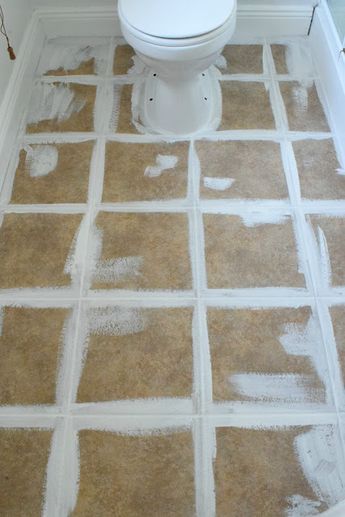 Painting Ceramic Tile Floor, Painting Over Tiles, Stenciled Tile Floor, Painted Bathroom Floors, Painting Bathroom Tiles, Penthouse Living, Painting Tile Floors, Painted Bathroom, Painting Ceramic Tiles