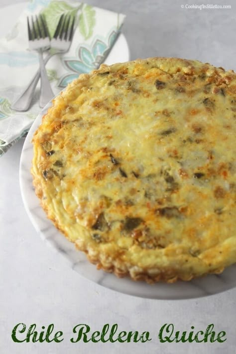 Chile Relleno Quiche, Chili Relleno Quiche, Green Chili And Cheese Quiche, Poblano Quiche, Mexican Quiche, Best Brunch Dishes, Casseroles Breakfast, Savory Tarts, Puff Pastry Crust