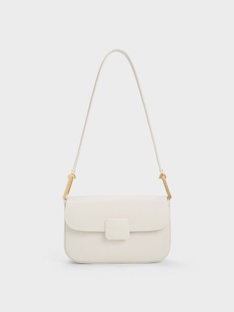 Charles And Keith Bags, Black Saddle Bag, Charles And Keith, White Shoulder Bags, Chic Crossbody Bag, Hobo Tote Bag, Cream Bags, White Shoulder Bag, White Handbag