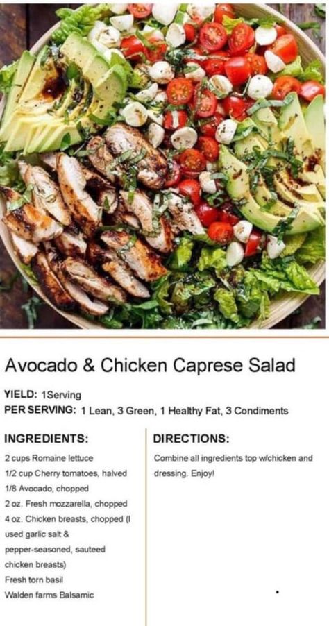 Chicken Caprese Salad, Easy Summer Dinner Ideas, Lean Dinners, Optavia Hacks, Optavia Meals, Easy Summer Dinner, Summer Dinner Ideas, Chicken Caprese, Lean Protein Meals