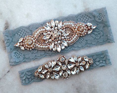 Dusty Blue Wedding Garter, Rose Gold Bridal Garters, Stretch Lace Garter, Crystal Rhinestone Garter Set, Light Blue Garter, Something Blue Boho Wedding Garter, Blue Boho Wedding, Blue Bridal Shoes, Rhinestone Garter, Rose Gold Lace, Wedding Garter Blue, Bridal Garter Lace, Bridal Garters, Blue Garter