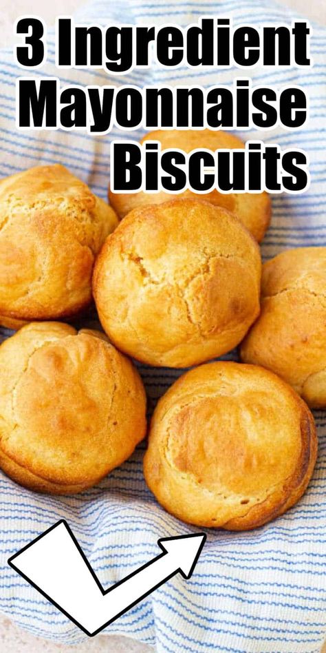 We have recipes for 3 ingredient mayonnaise biscuits in a muffin tin and Bisquick mayonnaise biscuits too. Both turn out fluffy and moist. Bisquick Mayonnaise Biscuits, Mayonnaise Biscuits Recipes, Mayonnaise Muffins Recipe, Mayo Biscuits, Easy Biscuit Recipe 3 Ingredients, Mayonaise Biscuits, Mile High Biscuits, Mayonnaise Biscuits, Bisquick Muffins