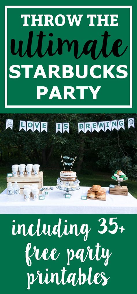 Free Starbucks Party Printables. Download the ultimate set of free party printables for a coffee party. Get what you need for a coffee bar. Perfect for a coffee bridal shower. Starbucks birthday party. Or just a Starbucks party because you love Pumpkin Spice Lattes. Download free party printables. https://momenvy.co/2017/10/the-ultimate-starbucks-bridal-shower-and-birthday-printable-party-packs.html Coffee Themed Party, Starbucks Birthday Party, Coffee Bridal Shower, Starbucks Party, Starbucks Birthday, Coffee Party, Birthday Party Printables, 13th Birthday Parties, 50th Party