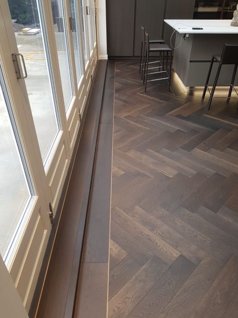 Wooden Flooring Herringbone Pattern, Dark Wood Herringbone Flooring, Herringbone Flooring With Border, Herringbone Basement Floor, Herringbone Wood Floor With Gold Trim, Wide Herringbone Wood Floor, Wood Floor With Border, Patterned Wood Flooring, Harring Bone Hardwood Floor