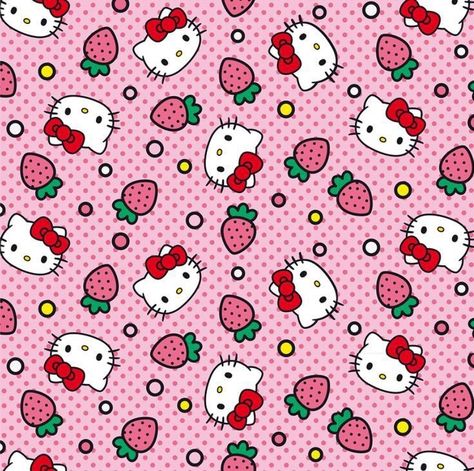 Strawberry Background, Images Hello Kitty, Walpaper Hello Kitty, Hello Kit, Kitty Drawing, Hello Kitty Backgrounds, Hello Kitty Drawing, Hello Kitty Art, Sanrio Wallpaper