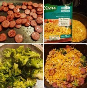 fry smoked sausage Prepare pasta – Recipes on a Budget Sausage Broccoli Pasta, Shrimp Pasta Bake, Broccoli Sausage, Knorr Recipes, Easy Sausage Recipes, Sausage Broccoli, Smoked Sausage Pasta, Fried Pasta, Recipes On A Budget