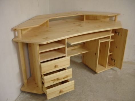 Corner computer desk - by Krisztian @ LumberJocks.com ... Corner Desk Plans, Diy Corner Desk, Woodworking Desk Plans, Diy Computer Desk, Desk Modern, Woodworking Desk, Desk Plans, Corner Computer Desk, Wood Crafting Tools