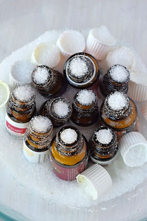 Do you have a pile of almost empty essential oil bottles? The one's you hold upside down forever and shake, hoping that last little bit of oil will come out? Well gather those bottles up because I'm going to show you how to use that last little bit of oil and clean your bottles. Plus...Read More Essential Oils Organization, Roller Bottle Blends, Citrus Smell, Floral Essential Oils, Spa Prices, Essential Oils Gifts, Using Essential Oils, Dead Sea Salt, Aromatherapy Gifts