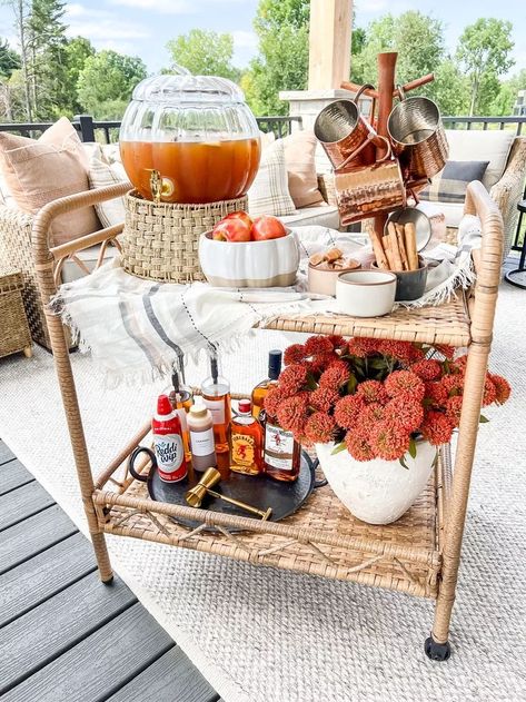 Fall Brunch Wedding Shower Ideas, Classy Fall Party Decor, Apple Cider Kit Gift, Apple Cider Bar Sign, Fall Theme House Warming Party, Apple Cider Bar Cart, Fall Baby Shower Apple Cider Bar, Hosting Fall Party, Apple Bridal Shower Ideas