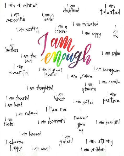 I Am Enough Quotes, Enough Quotes, I Am Quotes, Enough Is Enough Quotes, Positive Affirmations For Kids, Printable Inspirational Quotes, Inspirational Printables, Affirmations For Kids, I Am Enough