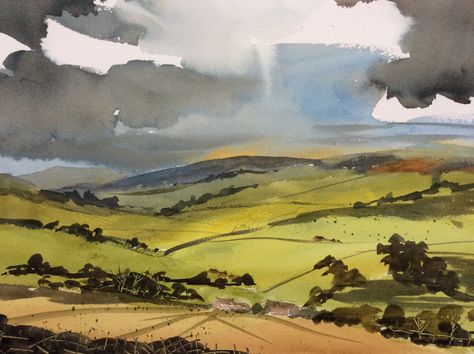 Dales landscape  | geoffreyteecewatercolours Watercolour Artists, Summer Nature Photography, Painting Landscapes, Watercolor Art Landscape, Landscape Tattoo, Watercolor Landscapes, Acrylic Painting Lessons, Take A Chance, Diy Watercolor Painting