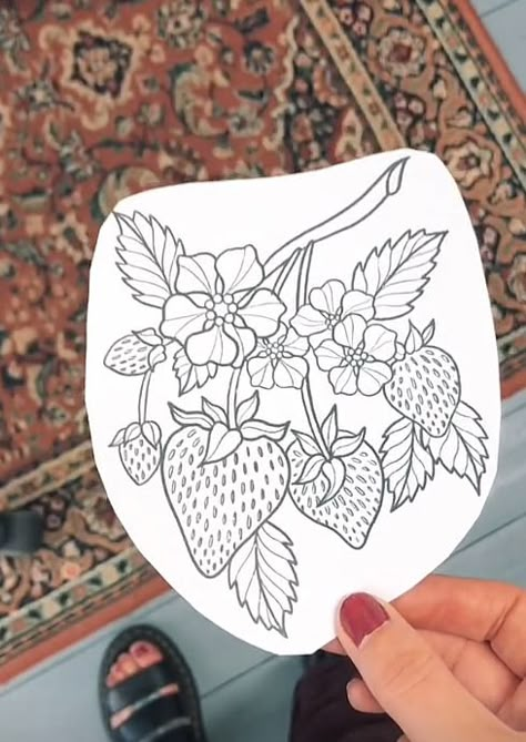 Strawberry Bunch Tattoo, Neo Trad Strawberry Tattoo, Strawberry Basket Tattoo, Strawberry Plant Tattoo Black And White, Strawberry Patch Tattoo, Fruit Tattoo Design, Wild Strawberry Tattoo, Strawberry Plant Tattoo, Strawberry Tattoo Design