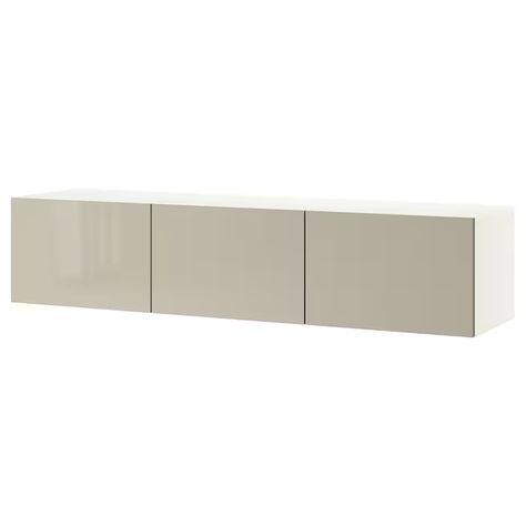 BESTÅ TV unit with doors, white/Selsviken high-gloss/beige, 707/8x161/2x15" - IKEA Besta Tv, Wall Mounted Tv Unit, Besta Ikea, Tv Bank, Tv Bench, Ikea Store, Ikea Besta, Plastic Foil, Media Furniture