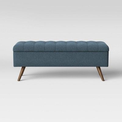 Bedroom Ottoman, Tufted Furniture, Tufted Storage Bench, Blue Bench, Tufted Bench, Project 62, Elegant Bedroom, Bench With Storage, Storage Ottoman