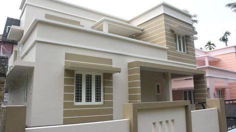 Low Cost House free Plan in Kerala – 840 sq ft - Home Pictures Outer Color Of House, Color For Exterior House Paint, Kerala House Painting Ideas, Colour House Exterior Modern, Color Combinations For Exterior Of House, Elevation Colors Exterior Paint, Outer House Design, Outer Paint For House, Front Colour Of House