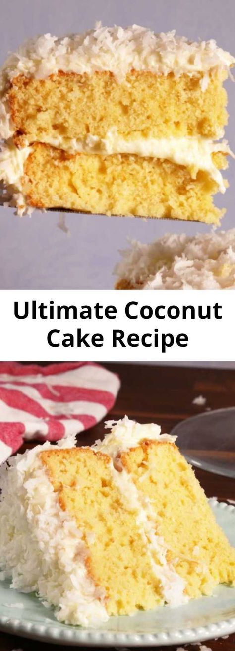 Ultimate Coconut Cake Recipe - Check out this recipe for the absolute best coconut layer cake! This cake gets its amazing flavor from vanilla and almond extracts and, of course, shredded coconut. Coconut Layer Cake, Cake Coconut, Coconut Cake Recipe, White Cake Recipe, Healthy Meals For One, Meal Prep Clean Eating, Lunch Recipes Healthy, Healthy Meals For Two, Best Vegan Recipes