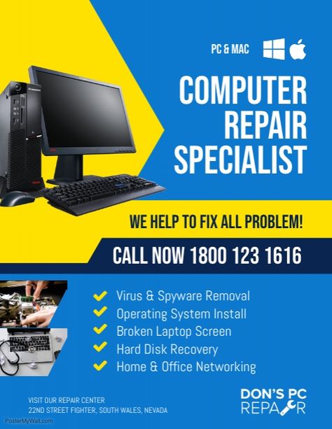 Computer Repair & Services Flyer Template Computer Services Banner, Computer Banner Design, Computer Shop Design, Computer Poster Design, Computer Poster, Computer Repair Business, Shop Banner Design, Computer Logo, Computer Diy