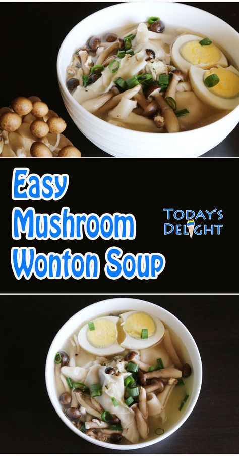 Brown Beech Mushrooms, Brown Beech Mushrooms Recipe, Beech Mushroom Recipe, Beech Mushrooms, Pescatarian Meals, Wonton Soup Recipe, Hard Boiled Egg, Mushroom Soup Recipes, Pescatarian Recipes