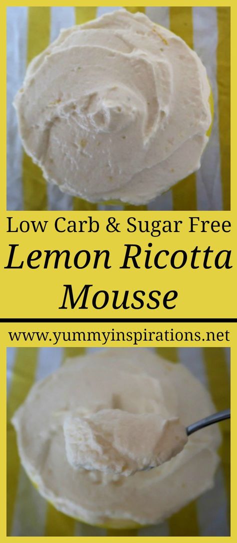 Lemon Ricotta Mousse Recipe - Easy Low Carb Cheesecake Dessert Easy Low Carb Cheesecake, Ricotta Mousse, Ricotta Dessert, Mousse Recipes Easy, Cheap Desserts, Low Carb Cheesecake Recipe, Low Carb Low Fat Recipes, Postre Keto, Ricotta Recipes