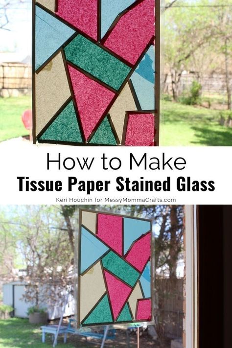 Tissue Paper Sun Catcher, Ombre Techniques, Stained Glass Sun Catchers, Glass Sun Catchers, Diy Stained Glass Window, Tissue Paper Art, Tissue Paper Crafts, Window Crafts, Stained Glass Sun