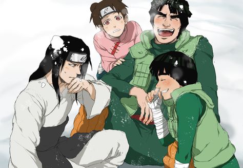 Might Guy, Lee, Tenten and Neji, Naruto Shippuden Guy Sensei, Konoha Village, Neji And Tenten, Naruto Family, Naruto Shippudden, Naruto Teams, Rock Lee, Naruto Pictures, Naruto Wallpaper