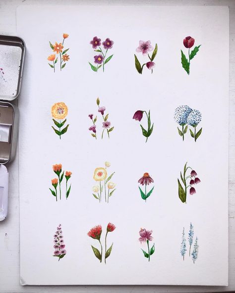 I refuse to let the cold come! So I bring some tiny suuuuper cute flowers 😍 🌻🌸 Who is on my side?😂😂😂 #stockholm #botanical #botanicalart #nature #watercolor #aquarelle #flowers #natureartist Paintings Easy Flowers, Mini Watercolor Paintings Easy, Mini Watercolor Paintings, Easy Flowers, Mini Watercolor, Winter Florals, Paintings Easy, Nature Watercolor, Nature Artists